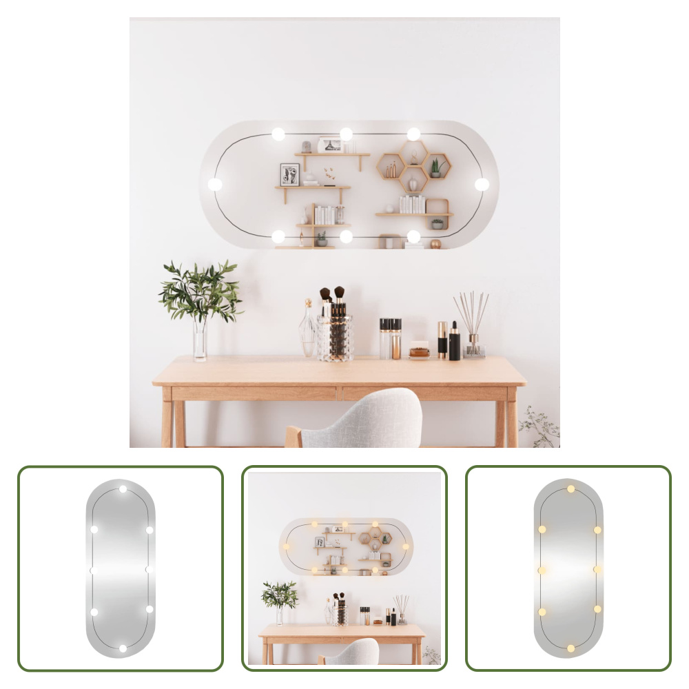 The Living Store Lustro ścienne z oświetleniem LED 40x90 cm szklane owalne