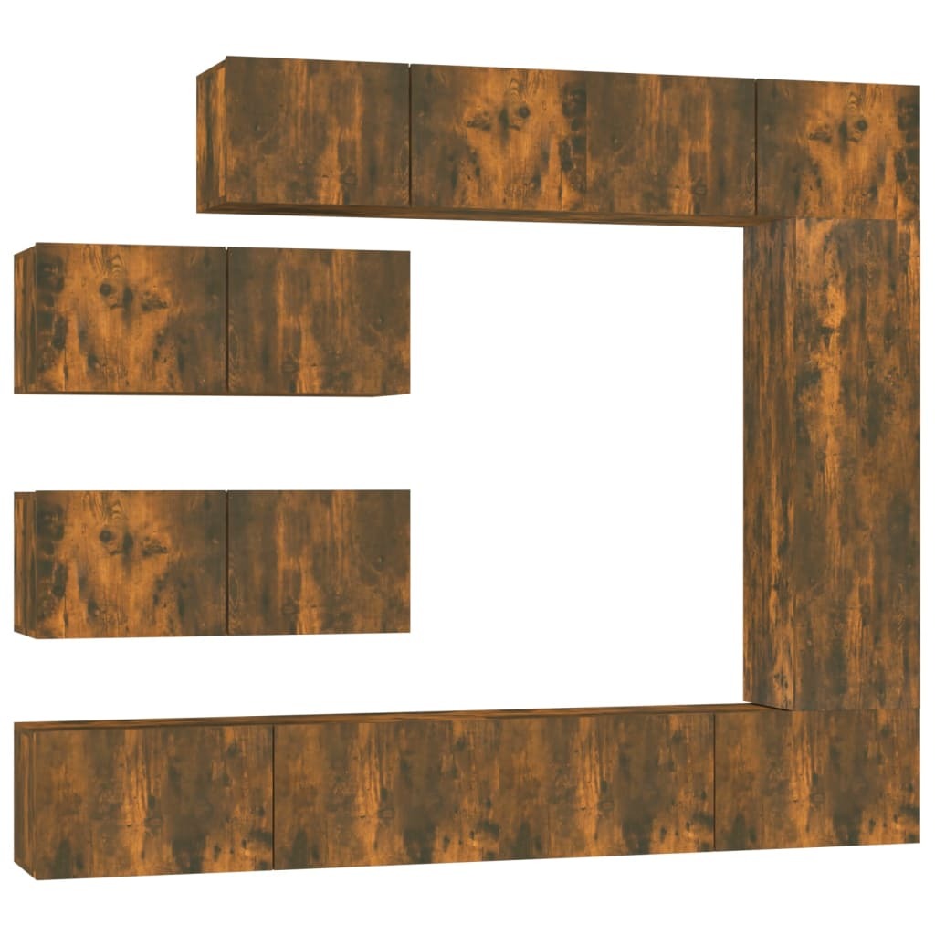 vidaXL 7-częściowa szafka pod telewizor z drewna w kolorze dębu wędzonego