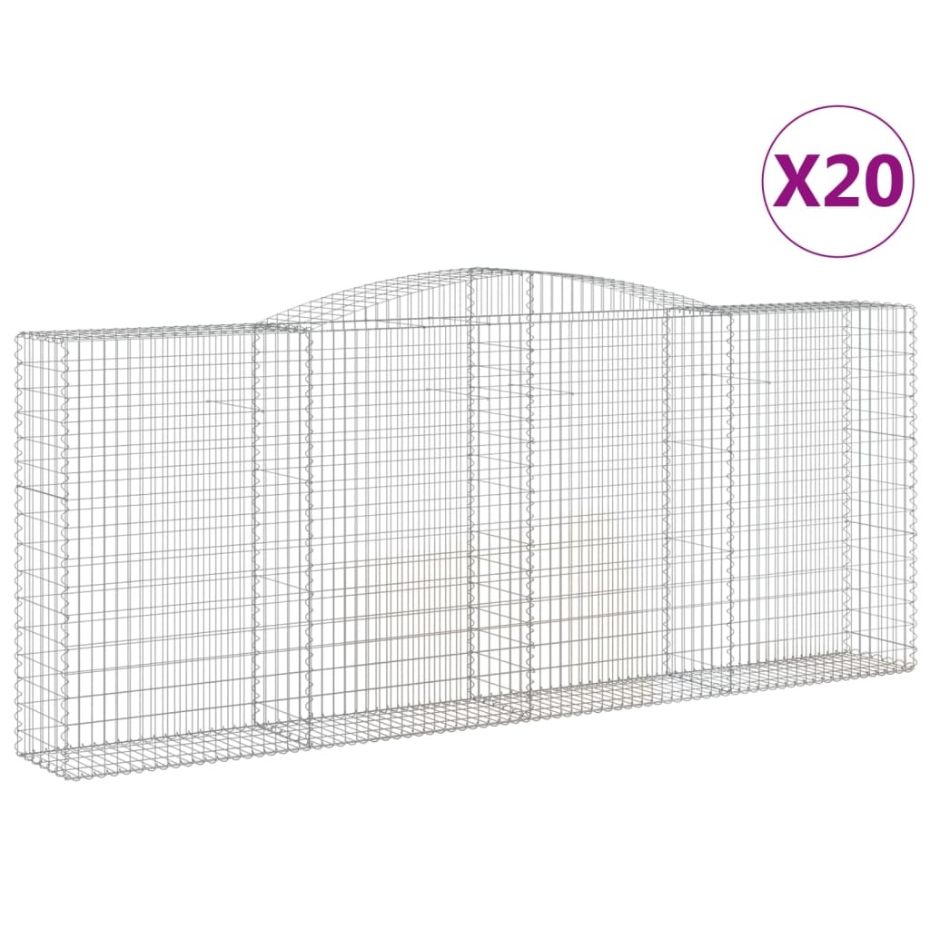 vidaXL Gabiony z wysokim łukiem 20 szt. 400x50x160/180cm Ocynkowane żelazo