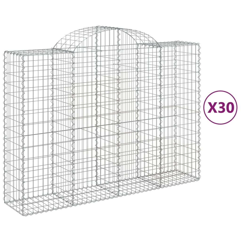 vidaXL Gabiony z wysokim łukiem 30szt. 200x50x140/160cm Ocynkowane żelazo