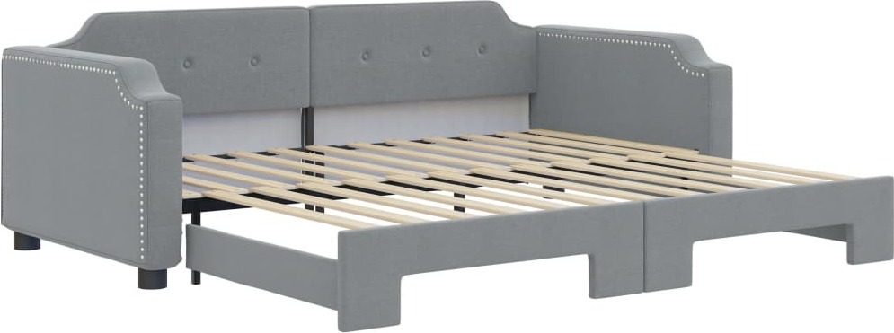 vidaXL Łóżko dzienne rozkładane jasnoszare 100x200 cm tkanina