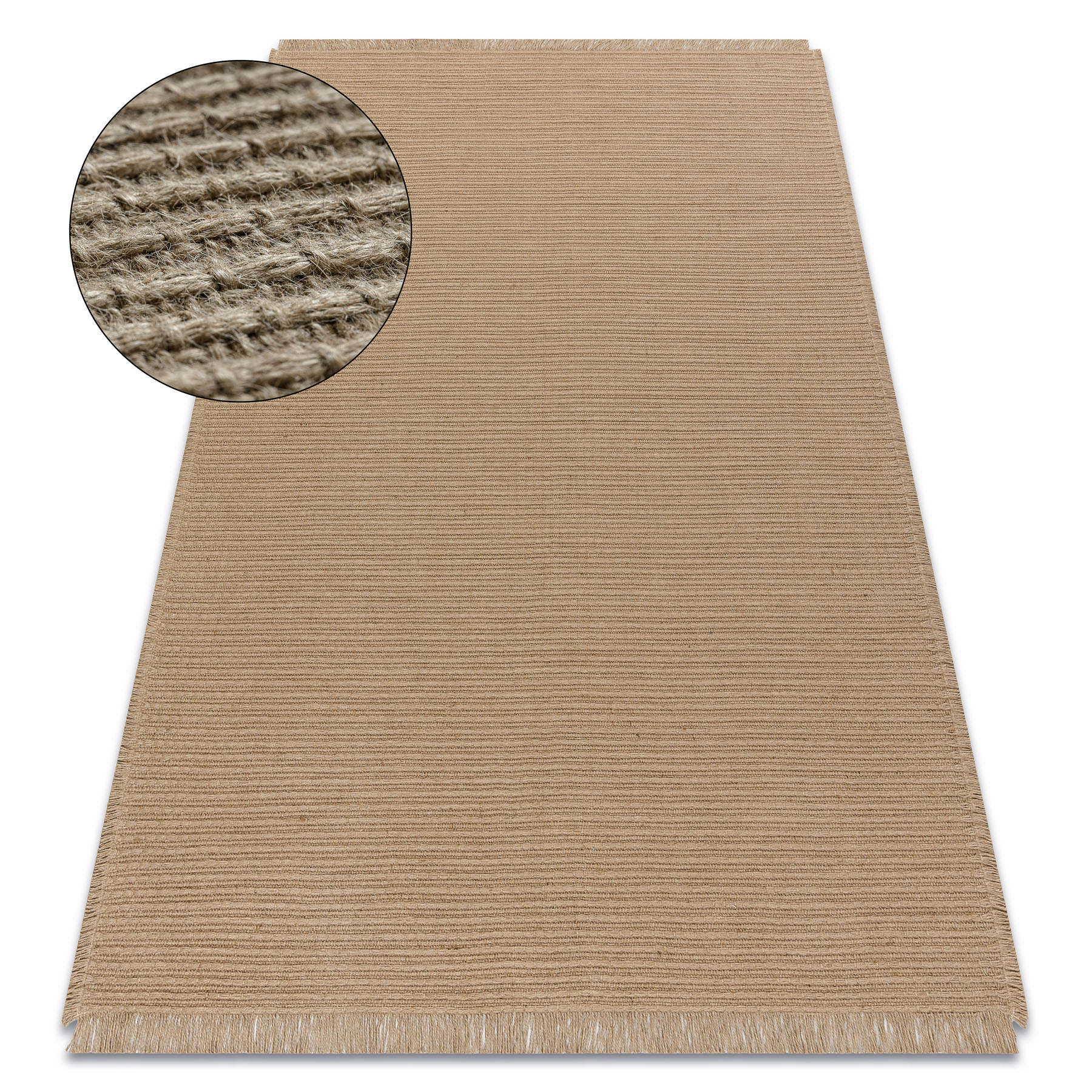 Dywan JUTE 3651 ciemny beż jednolity - jutowy, płaskotkany, frędzle beżowy 120x170 cm