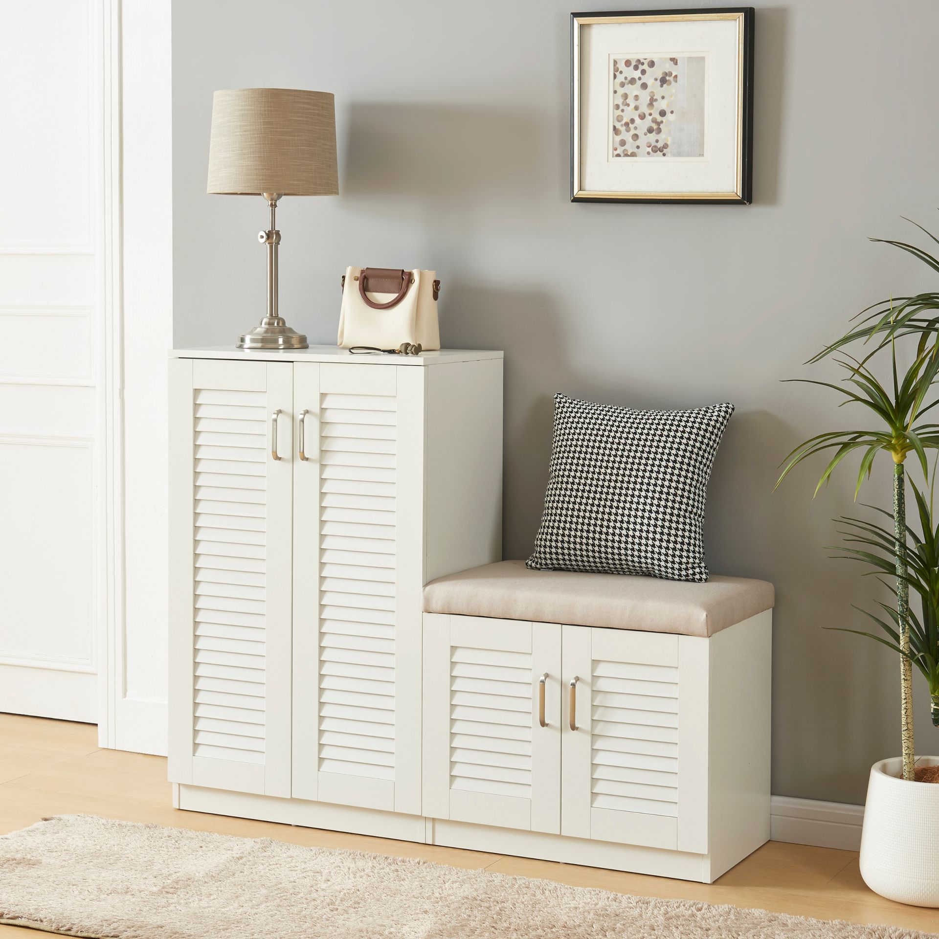 Szafka na buty 'Løten' z ławką 120x36x97cm biała