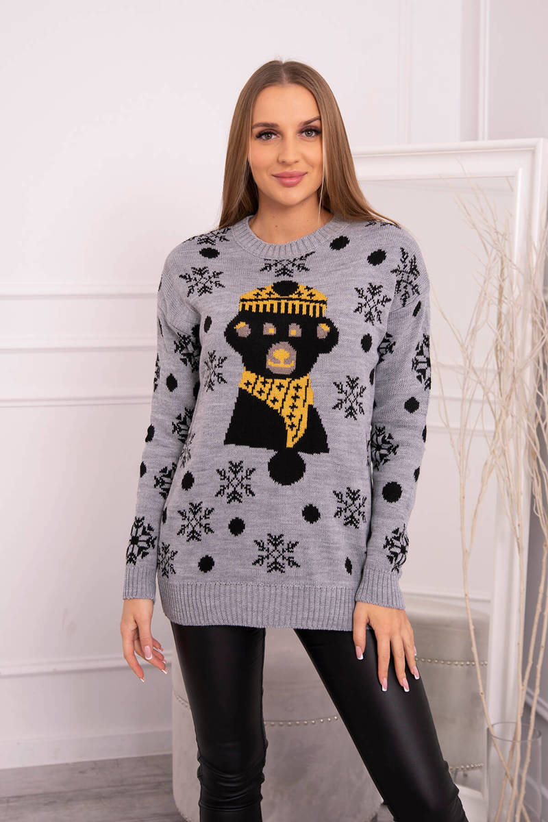 Damski sweter świąteczny Kesi Well szary uniwersalny