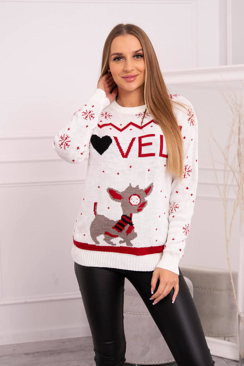Damski sweter świąteczny Kesi Bit ecru Universal