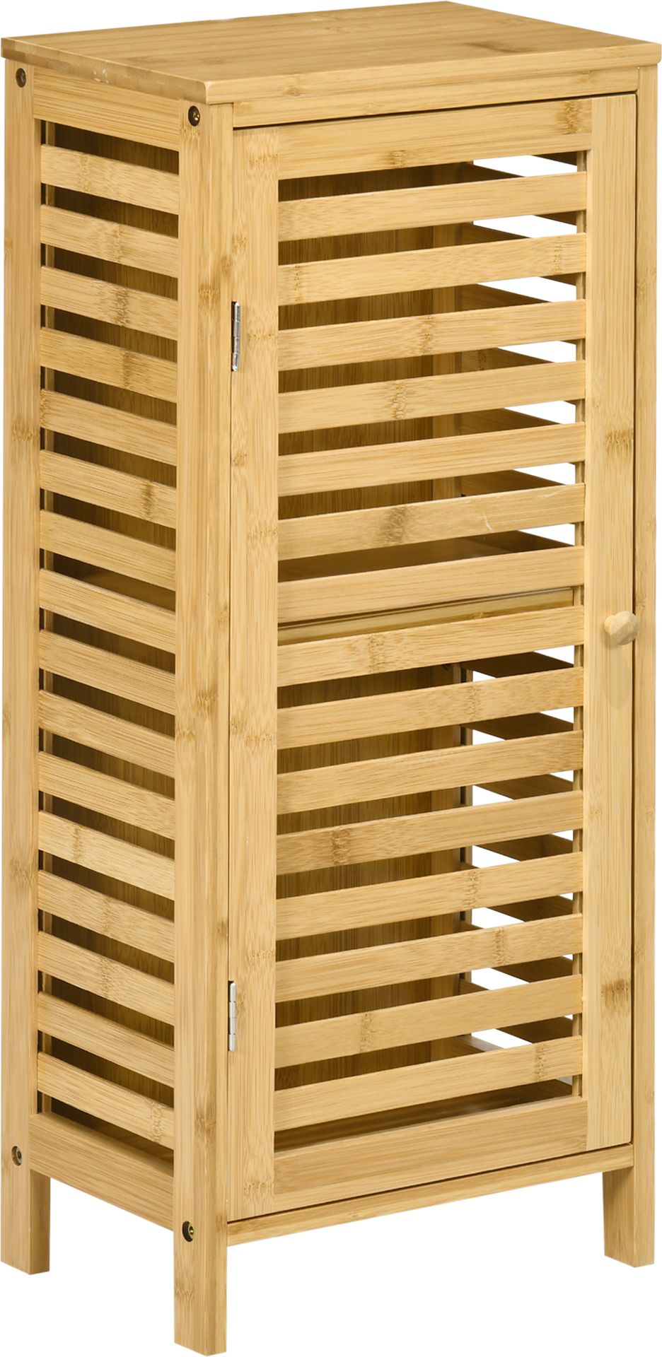 szafka łazienkowa Kleankin Szafka łazienkowa, szafka łazienkowa z drzwiami żaluzjowymi, 2 przegrody, szafka do przechowywania w łazience, salonie, naturalna, 30 x 19,9 x 70 cm