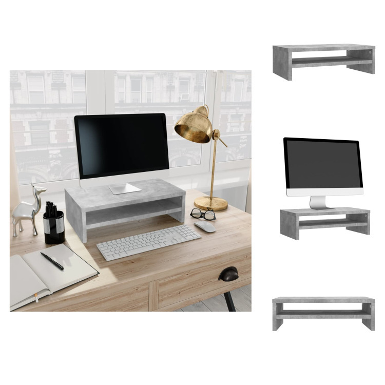 vidaXL Podstawa pod monitor beton szara 42x24x13 cm materiał drewnopochodny - Meble TV