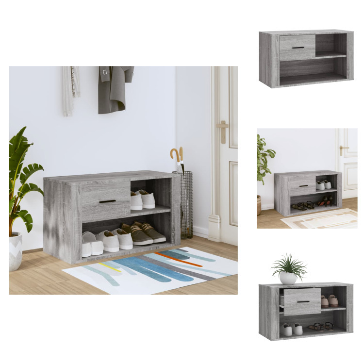 vidaXL Szafka na buty Szara Sonoma 80x35x45 cm Materiał drewnopochodny - Stojaki i szafki na buty