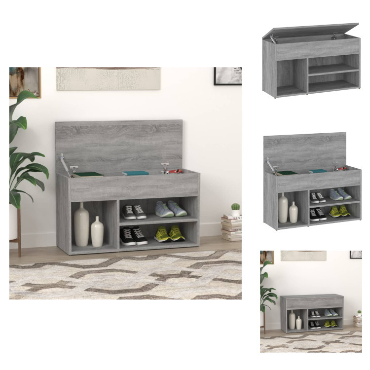 vidaXL Ławka na buty szara Sonoma 80x30x45 cm materiał drewnopochodny - Stojaki i szafki na buty