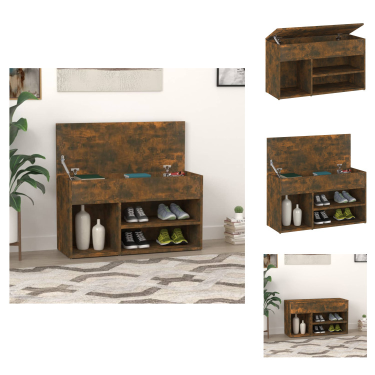 vidaXL Ławka na buty dąb wędzony 80x30x45 cm materiał drewnopochodny - Stojaki i szafki na buty