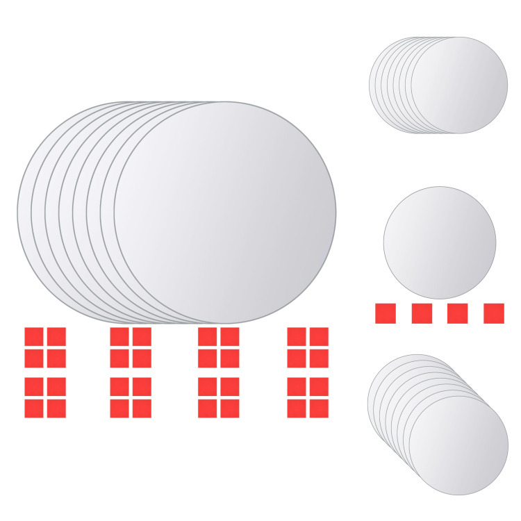 vidaXL 8-częściowy zestaw płytek lustrzanych z okrągłym szkłem - lustro