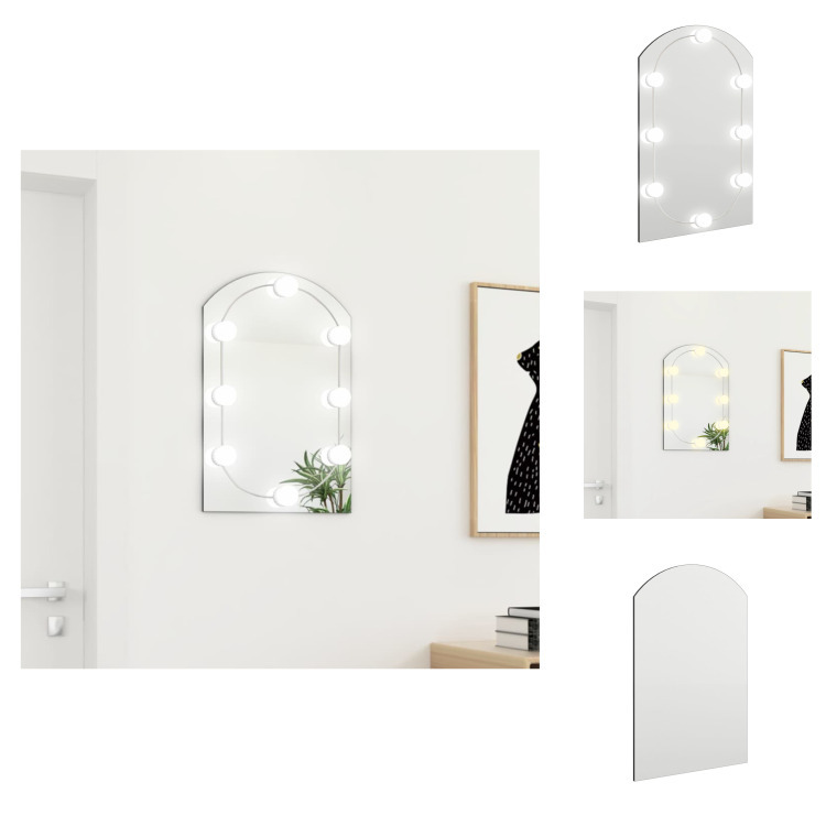 vidaXL Lustro z oświetleniem LED 60x40 cm zakrzywione szkło - Lustro
