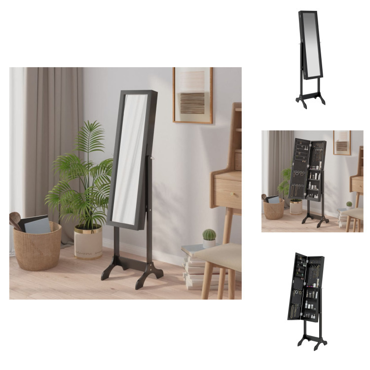 vidaXL Lustro stojące czarne 34x37x146 cm - Lustro
