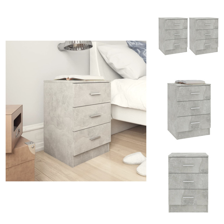 vidaXL Szafki nocne 2 szt. Betonowe szare 38x35x56 cm materiał drewnopochodny - Stoliki nocne