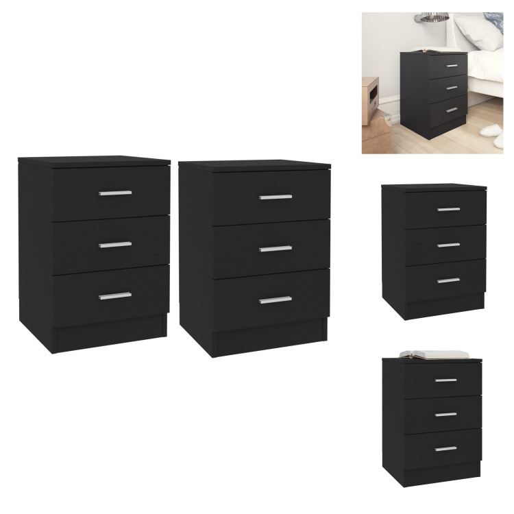 vidaXL Szafki nocne 2 szt. czarne 38x35x56 cm materiał drewnopochodny - Szafki nocne