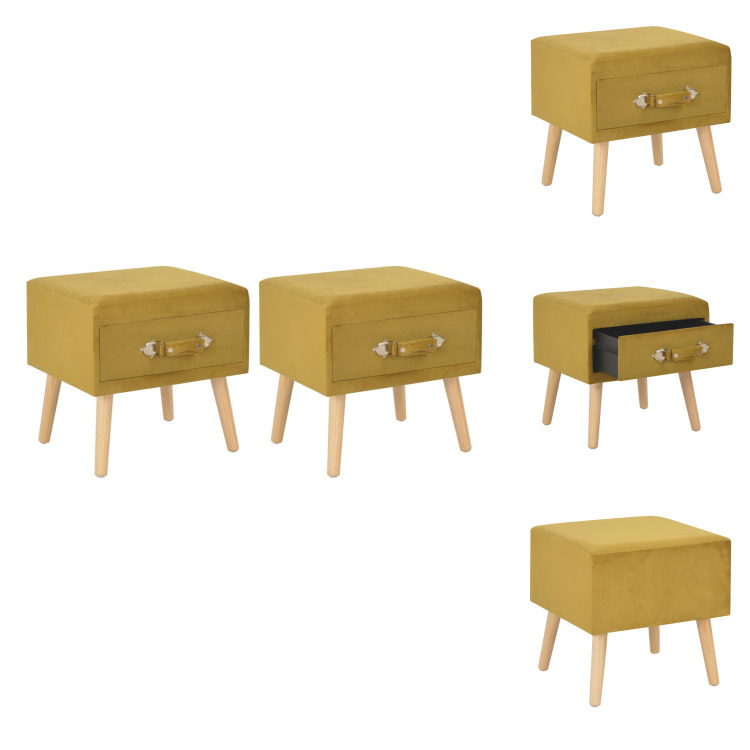 vidaXL Szafki nocne 2 szt. musztardowy żółty 40 x 35 x 40 cm aksamit - Szafki nocne
