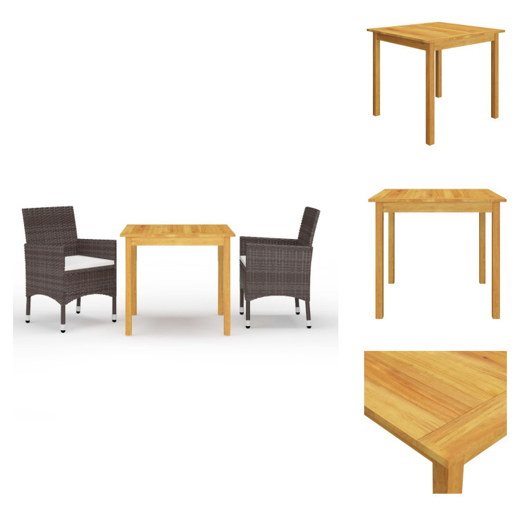 vidaXL 3-częściowy ogrodowy zestaw jadalniany brązowy - Zestawy mebli ogrodowych