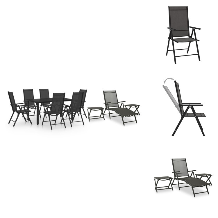 vidaXL 10-częściowy ogrodowy zestaw jadalniany czarno-antracytowy - Zestawy mebli ogrodowych