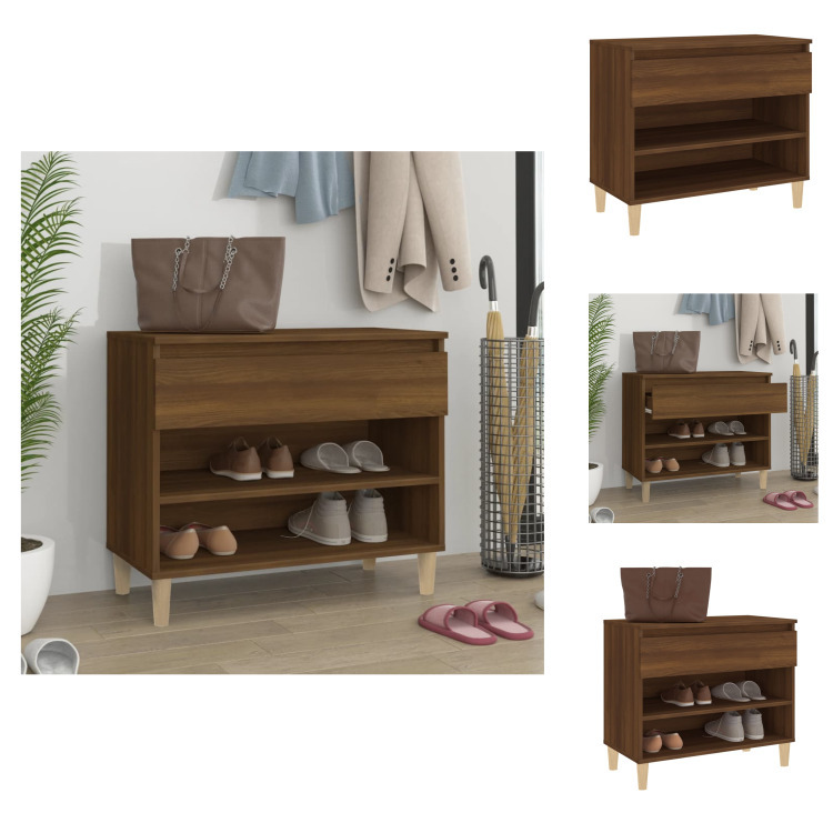 vidaXL Stojak na buty brązowy dąb 70x36x60 cm materiał drewnopochodny - Stojaki i szafki na buty