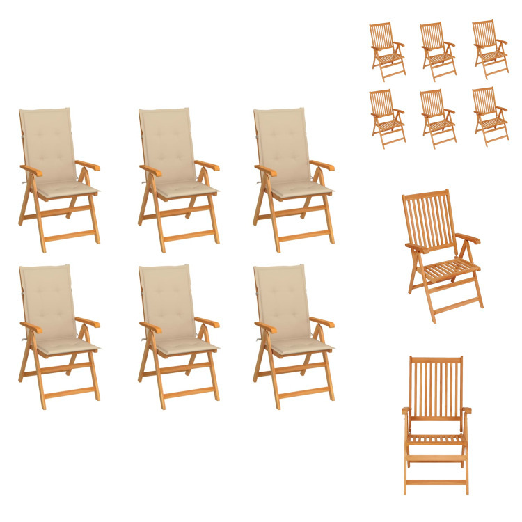 vidaXL Krzesła ogrodowe 6 szt. z beżowymi poduszkami z litego drewna tekowego - Krzesła ogrodowe