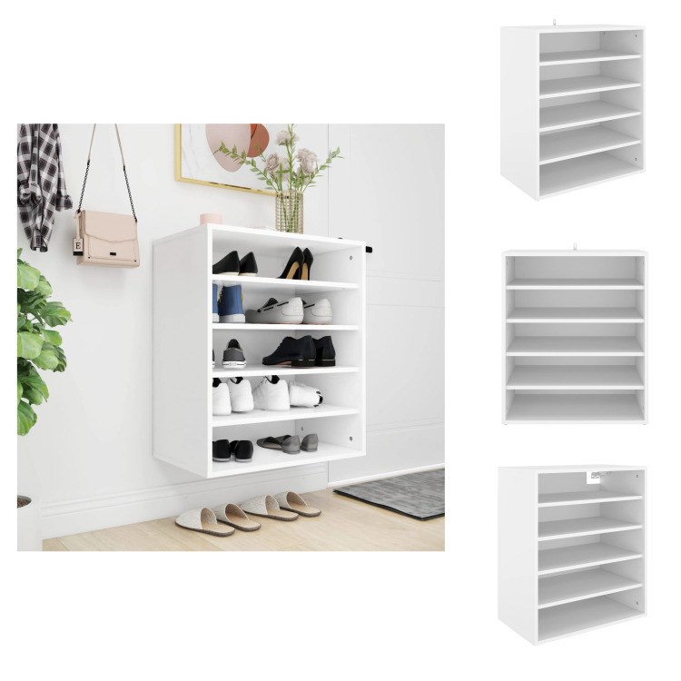 vidaXL Szafka na buty biała 60x35x70 cm materiał drewnopochodny - Półki i szafki na buty