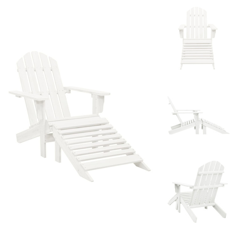 vidaXL Fotel ogrodowy z podnóżkiem drewniany biały - Krzesła ogrodowe