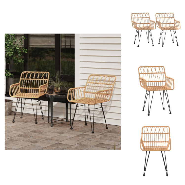 vidaXL Krzesła ogrodowe 2 szt. z podłokietnikami 56x64x80 cm PE rattan - Krzesła ogrodowe