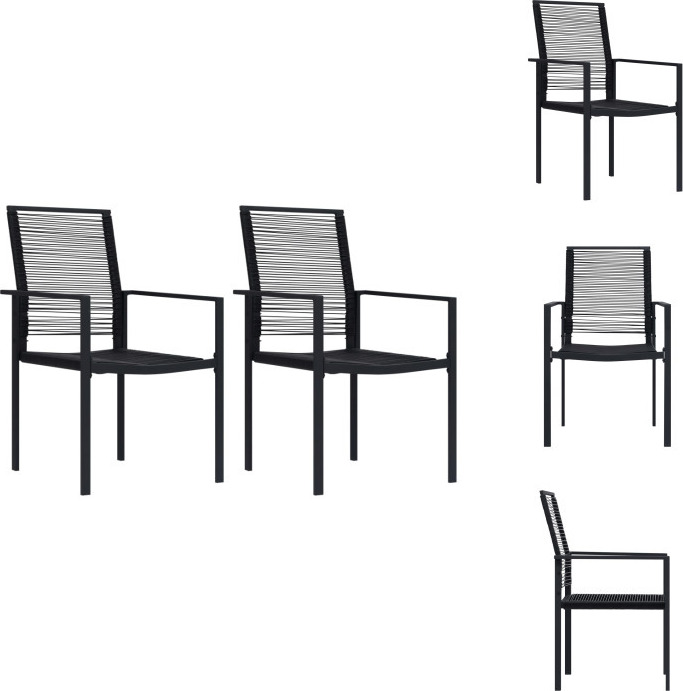 vidaXL Krzesła ogrodowe 2 szt. PVC rattan czarny - Krzesła ogrodowe