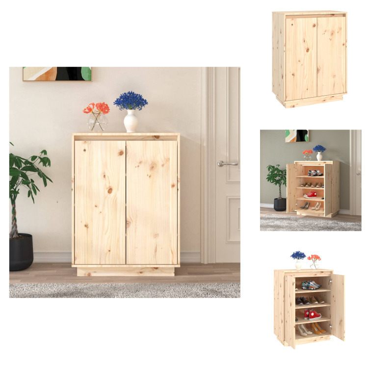 vidaXL Szafka na buty 60x35x80 cm lite drewno sosnowe - Stojaki i szafki na buty