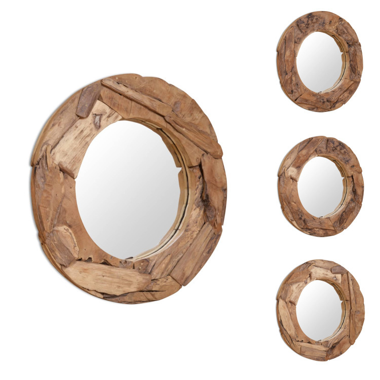 vidaXL LustroReplika acyjne teak 80 cm okrągłe - Lustro