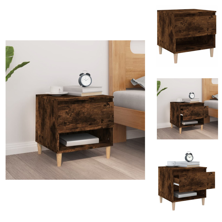 vidaXL Szafka nocna dąb wędzony 50x46x50 cm materiał drewnopochodny - Szafki nocne