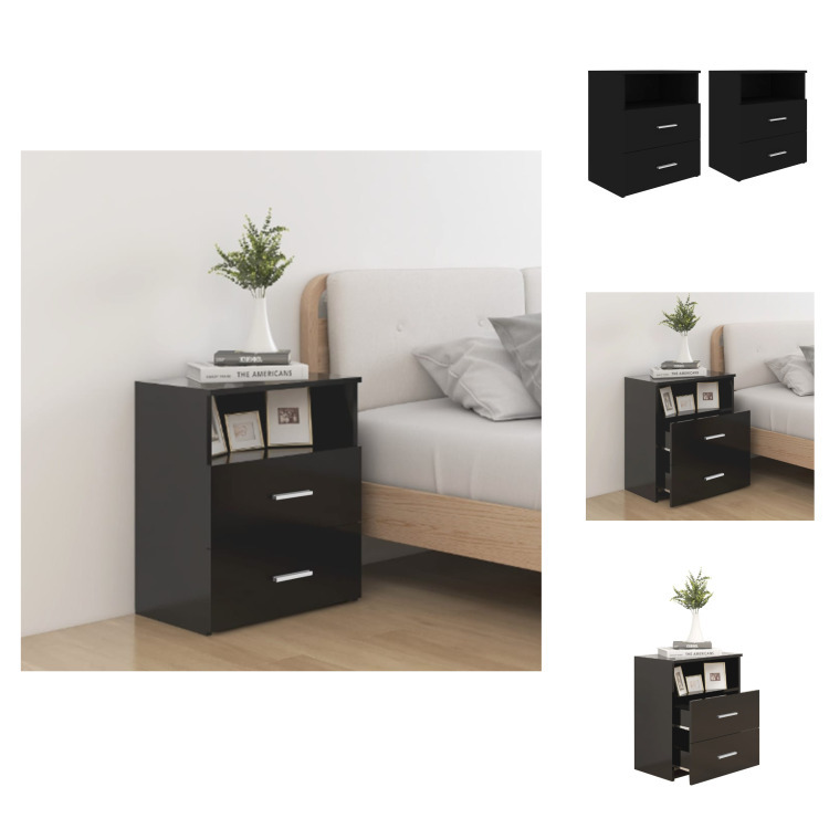 vidaXL Szafki nocne 2 szt. czarne 50x32x60 cm - Szafki nocne