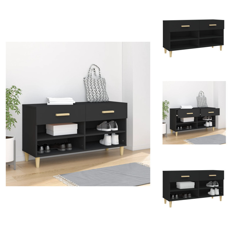 vidaXL Szafka na buty czarna 102x35x55 cm materiał drewnopochodny - Stojaki i szafki na buty