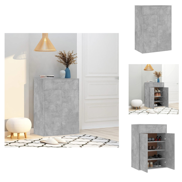 vidaXL Szafka na buty betonowa szara 60x35x84 cm materiał drewnopochodny - Półki i szafki na buty