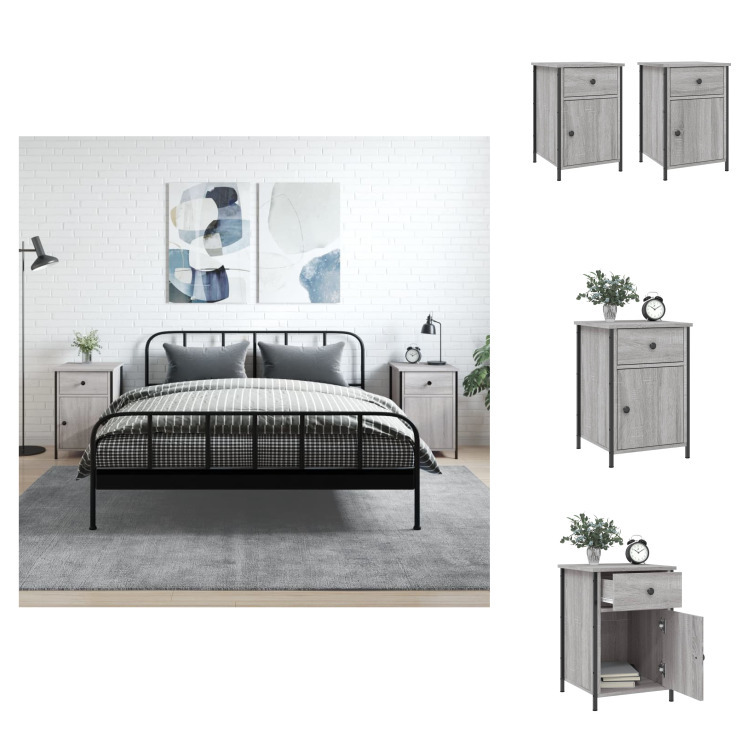 vidaXL Szafki nocne 2 szt. Szara Sonoma 40x42x60 cm Materiał drewnopochodny - Szafki nocne
