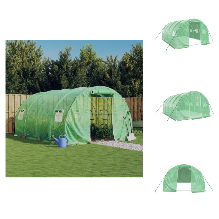 vidaXL Szklarnia z ramą stalową zielona 12 m² 4x3x2 m - Szklarnie