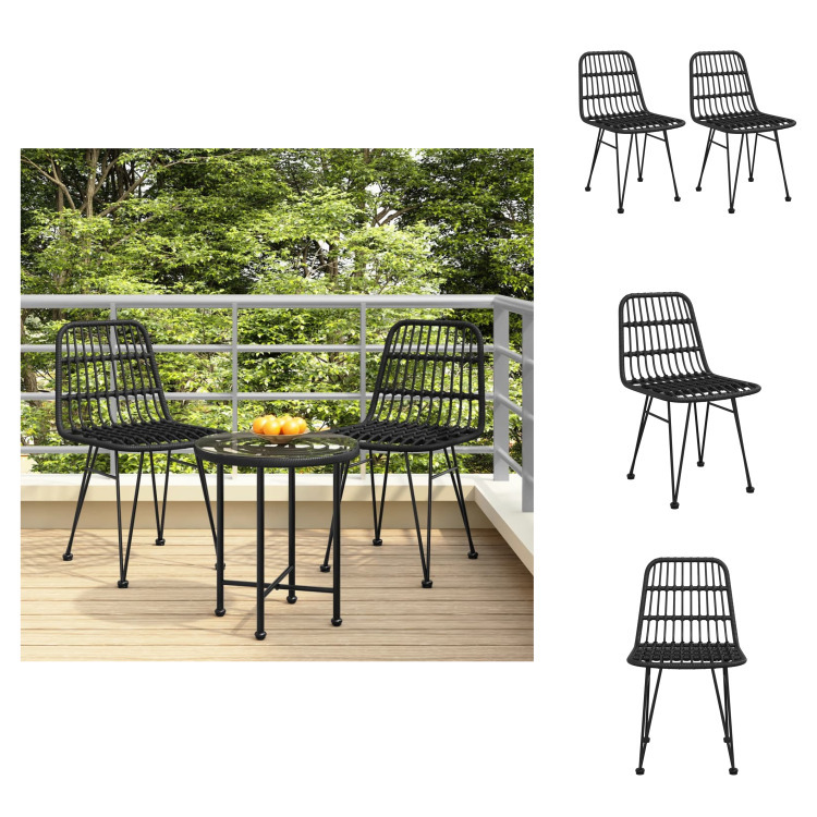 vidaXL Krzesła ogrodowe 2 szt. czarne 48x62x84 cm PE-rattan - Krzesła ogrodowe