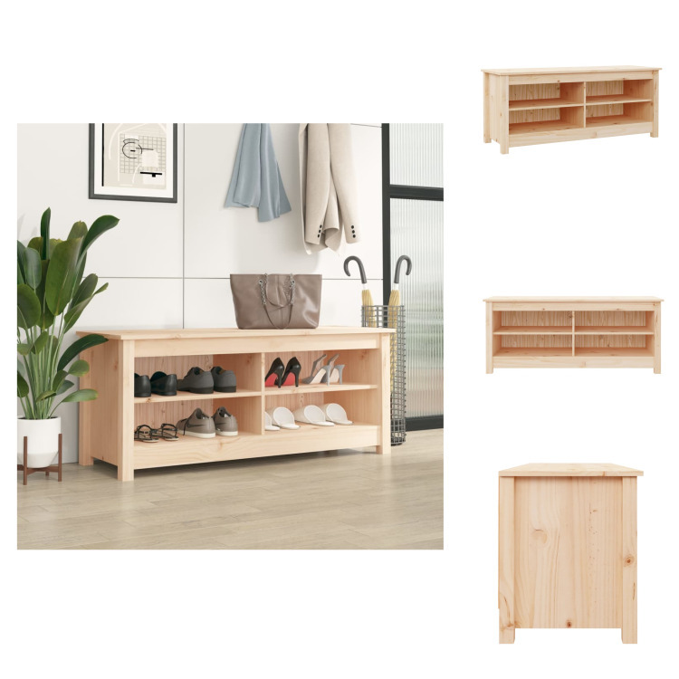 vidaXL Ławka na buty 110x38x45,5 cm lite drewno sosnowe - Stojaki i szafki na buty