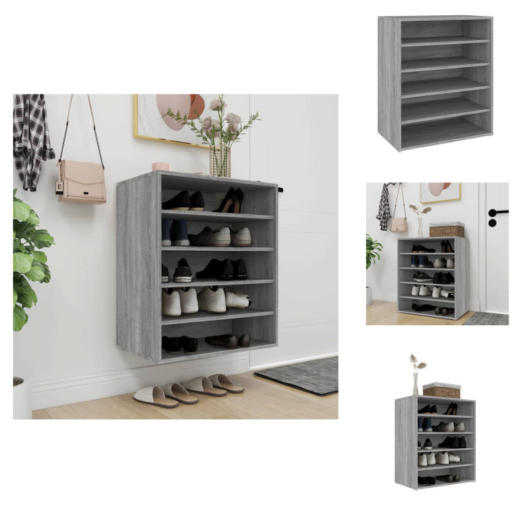 vidaXL Szafka na buty Szara Sonoma 60x35x70 cm Materiał drewnopochodny - Stojaki i szafki na buty