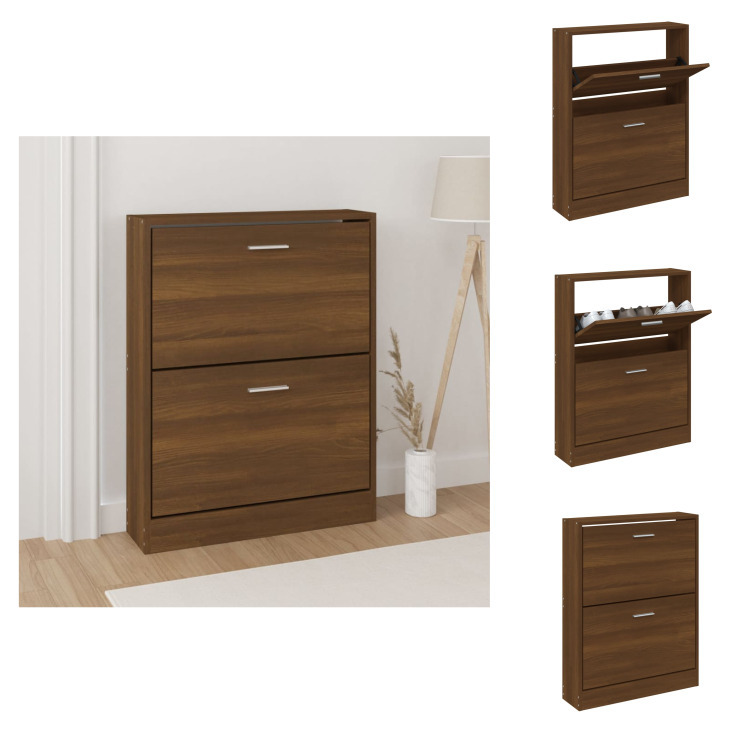 vidaXL Szafka na buty brązowy dąb 59x17x81 cm materiał drewnopochodny - Stojaki i szafki na buty