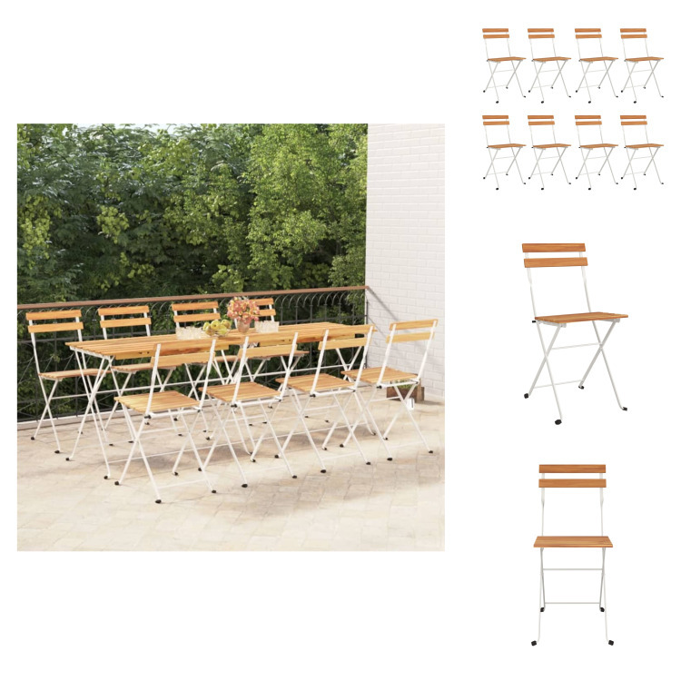 vidaXL Krzesła bistro 8 szt. Składane krzesła ogrodowe z litego drewna akacjowego i stali