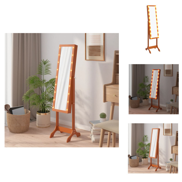 vidaXL Lustro stojące z LED 34x37x146 cm - Lustro