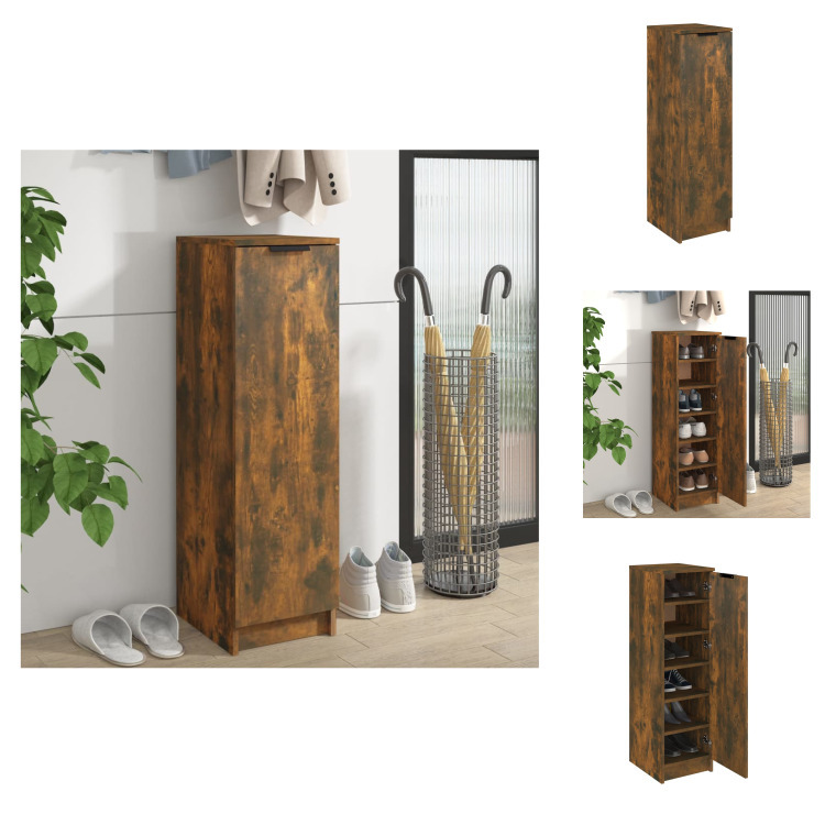 vidaXL Szafka na buty dąb wędzony 30x35x100 cm materiał drewnopochodny - Stojaki i szafki na buty