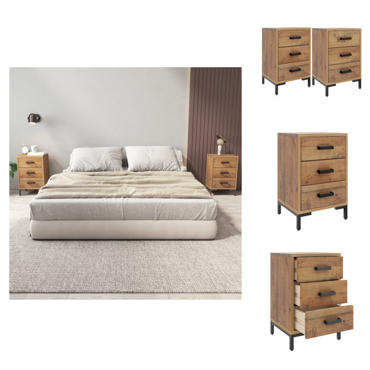 vidaXL Szafki nocne 2 szt. 40x30x55 cm lite drewno sosnowe - Szafki nocne