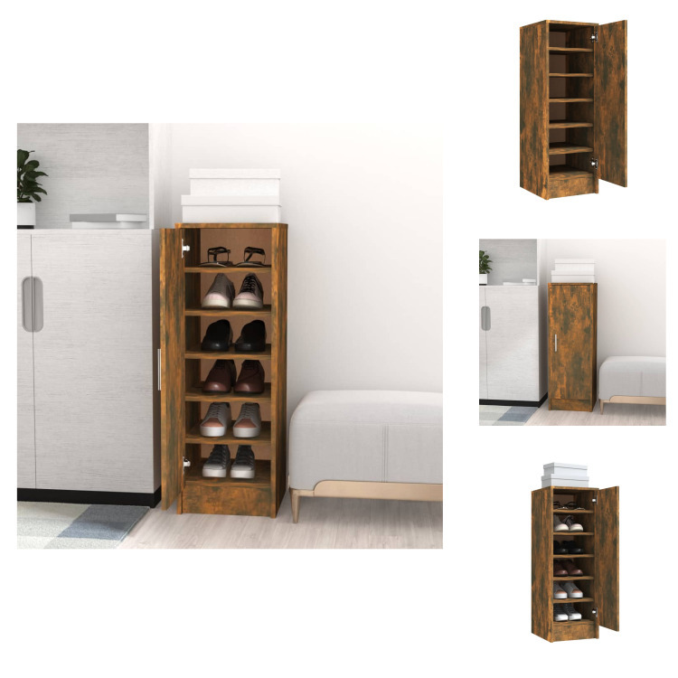 vidaXL Stojak na buty dąb wędzony 32x35x92 cm materiał drewnopochodny - Stojaki i szafki na buty