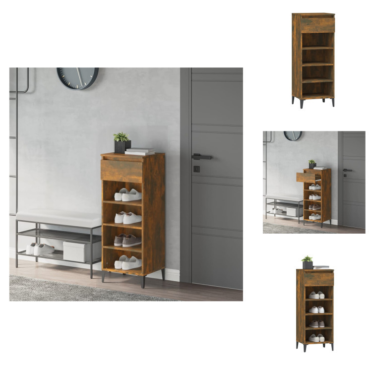 vidaXL Stojak na buty dąb wędzony 40x36x105 cm materiał drewnopochodny - Stojaki i szafki na buty