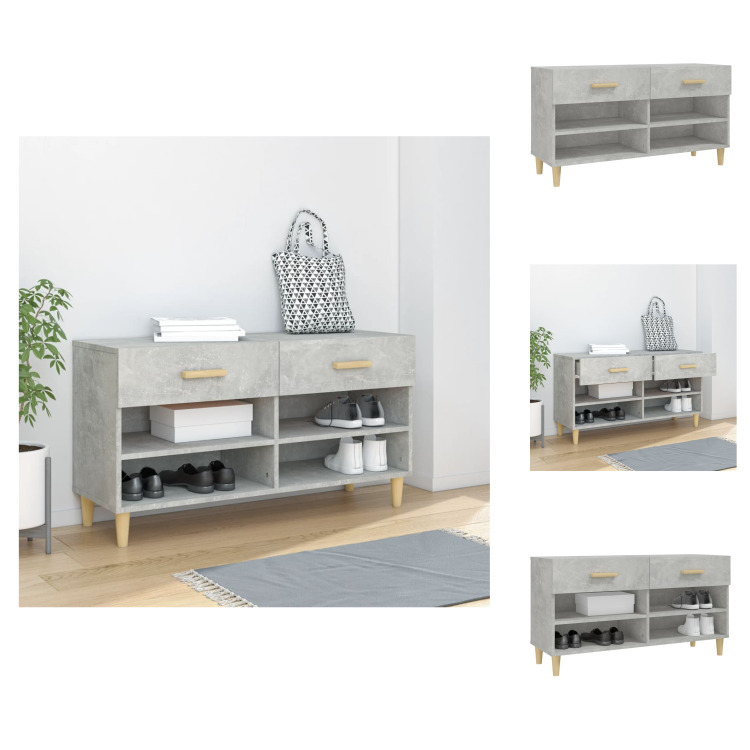 vidaXL Szafka na buty betonowa szara 102x35x55 cm materiał drewnopochodny - Stojaki i szafki na buty