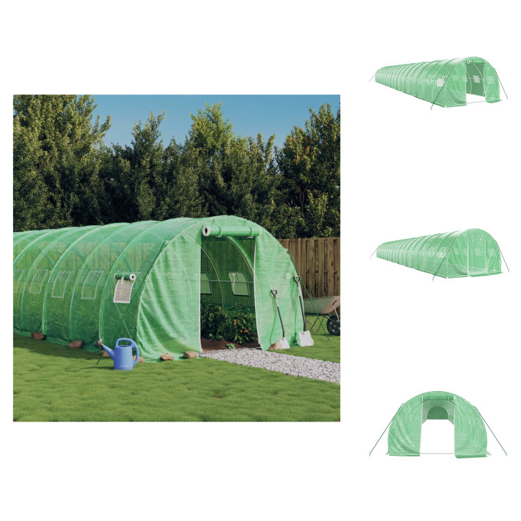 vidaXL Szklarnia z ramą stalową zielona 54 m² 18x3x2 m - Szklarnie