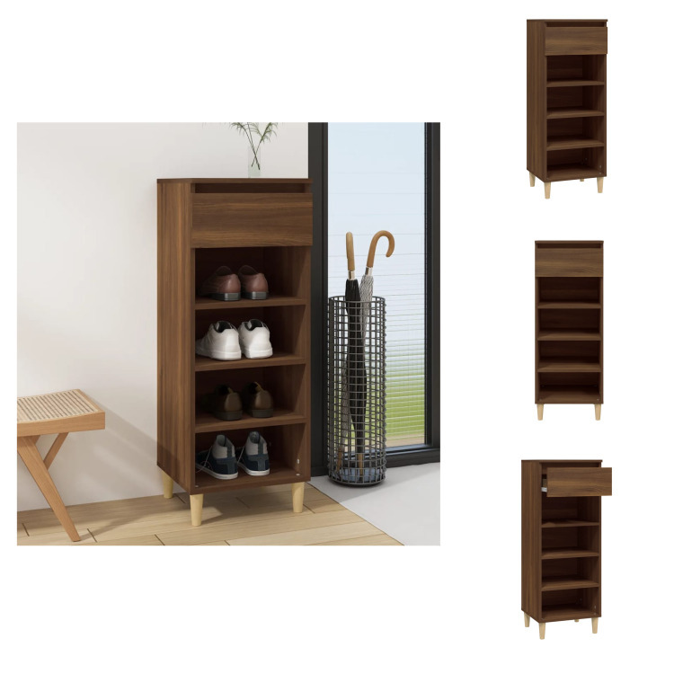 vidaXL Szafka na buty brązowy dąb 40x36x105 cm materiał drewnopochodny - Stojaki i szafki na buty