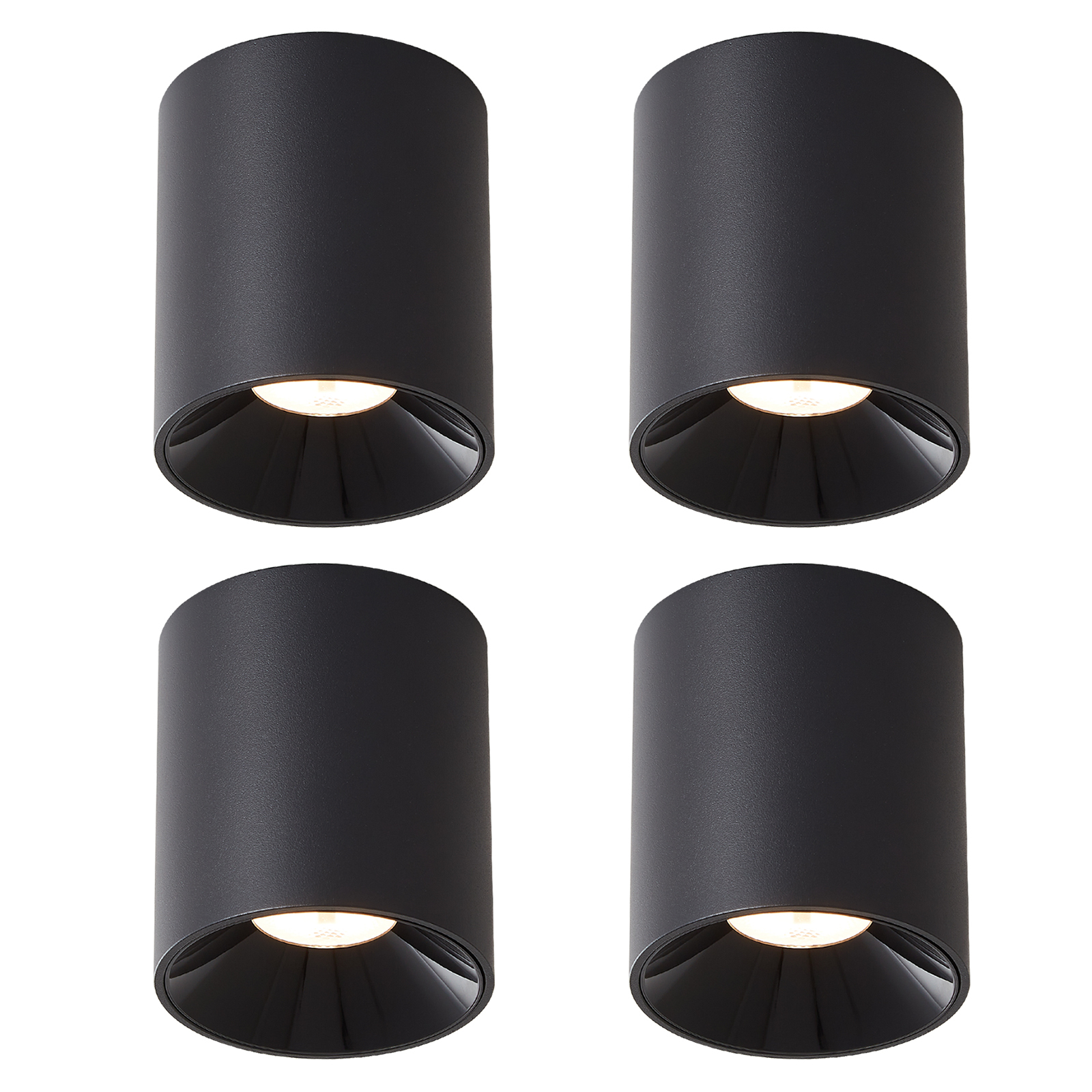 ZMH LED lampa sufitowa 4ER natynkowy spot sufitowy 7W ciepły biały natynkowy reflektor czarny natynkowy reflektor okrągły reflektor sufitowy mały do kuchni salonu jadalni